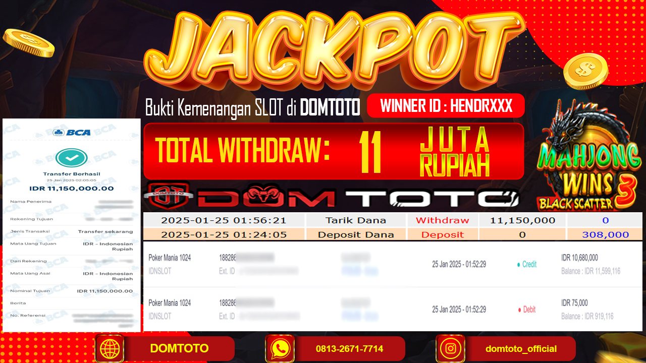 JACKPOT SLOT MAHJONG WAYS 3 25 JANUARI 2025
